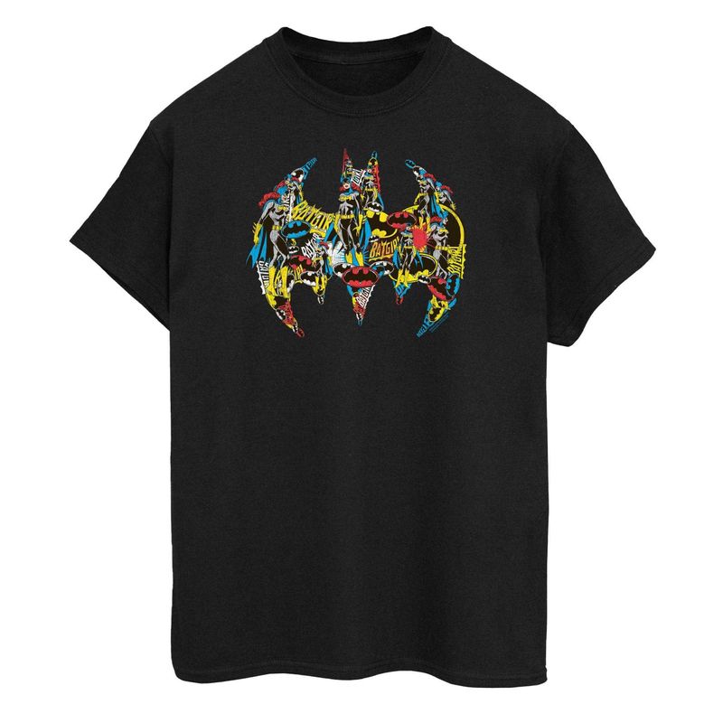 Batman Mens Batgirl Collage Logo Cotton TShirt  Black